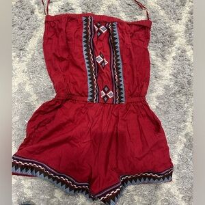 Angie Red One Piece romper  with Geometric Design